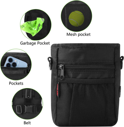 Dog Treat Pouch with Magnetic Closure, Treat Pouches for Pet Training, Large Dog Treat Training Pouch and Dog Clicker, Dog Training Treat Pouch Built-In Poop Bag Dispenser, Hands-Free Snack